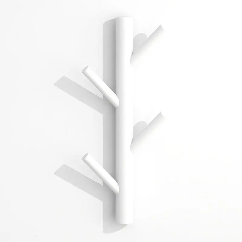 Porte-manteau mural vertical en bois blanc 4 crochets