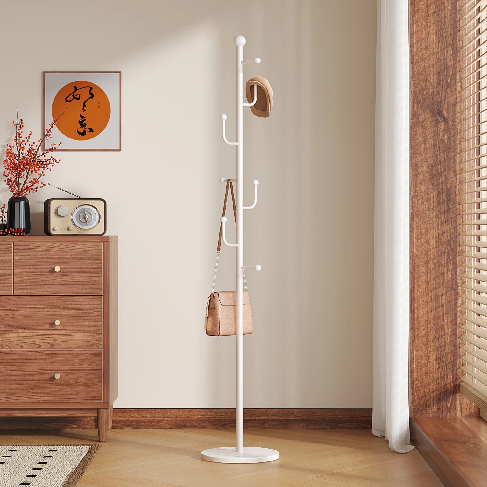 Porte-manteau sur pied blanc