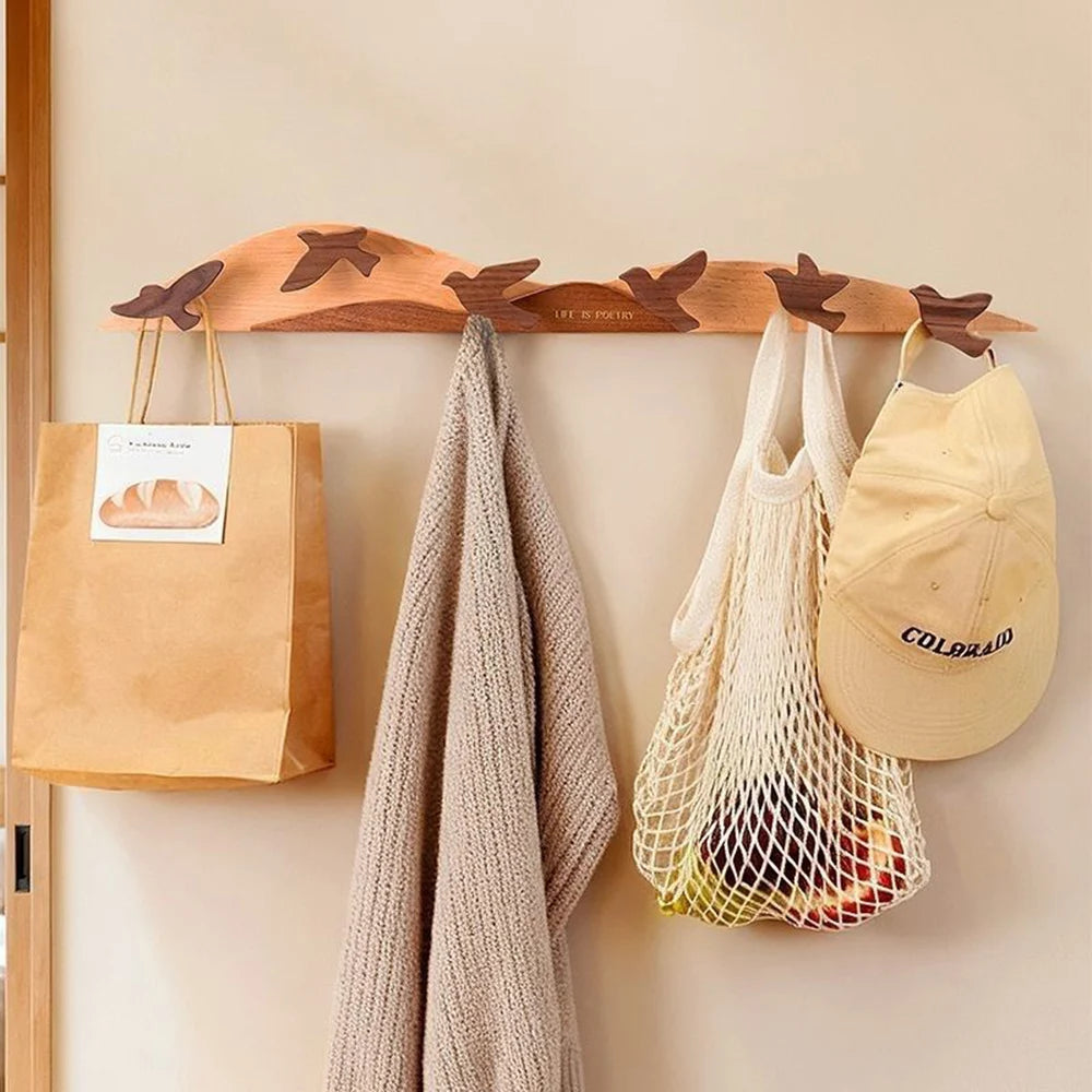 Porte manteau mural bois massif design
