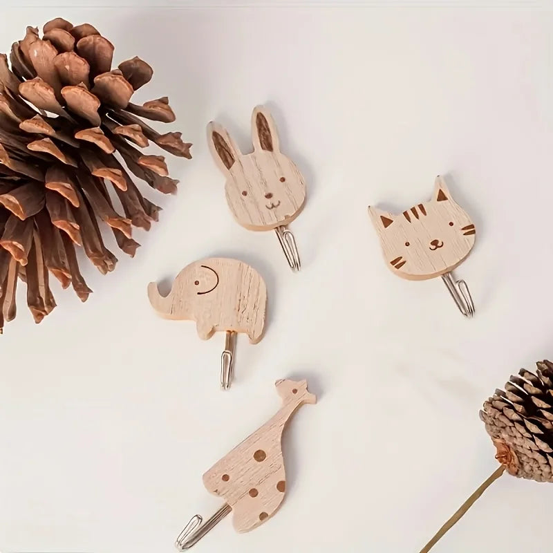 Porte manteau mural enfant animaux bois