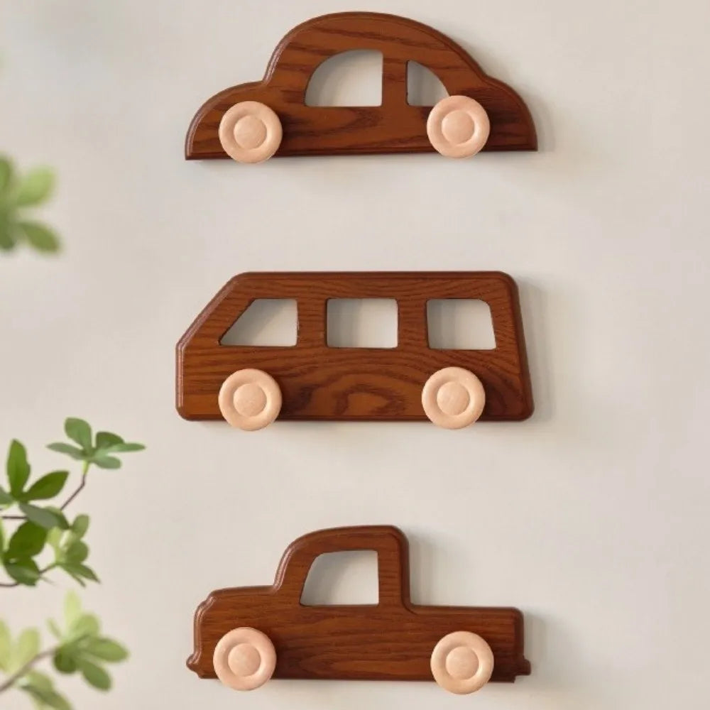 Porte manteau mural enfant en bois voiture